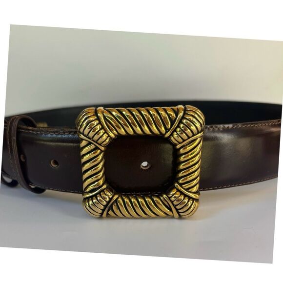 Vintage 70’s Vicenza Calfskin Modernist Belt in Chocolate Size 30 - Picture 2 of 10